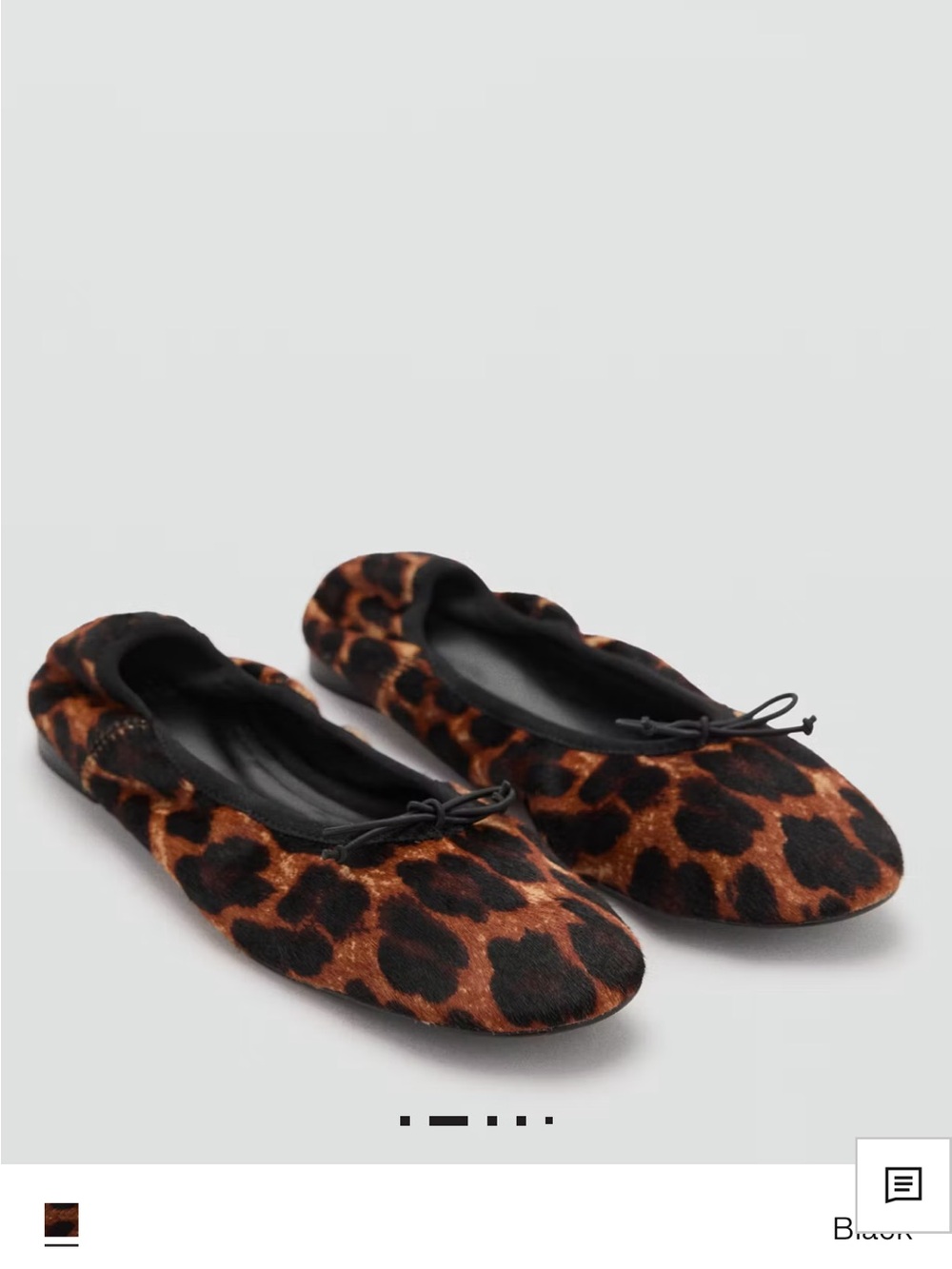 Mango Leopard Print Ballet Flats in Brown and Black